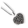 Sterling Silver Marcasite Heart Locket With Chain