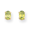 14K Gold Oval August Peridot Post Earrings