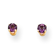 14K Gold February Amethyst Post Earrings