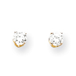 14K Gold April White Zircon Post Earrings
