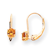 14K Gold Round November Citrine Leverback Earrings