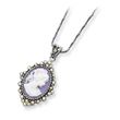 Sterling Silver Crystal Cameo Pendant With  16