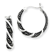 Sterling Silver Swirl Hoop Marcasite Earrings
