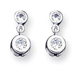 Sterling Silver CZ Round Post Earrings