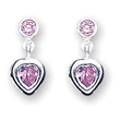 Sterling Silver Pink Heart  CZ Earrings