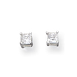 Sterling Silver 3mm CZ Princess Stud Earrings