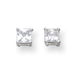 Sterling Silver 4mm CZ Princess Stud Earrings