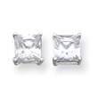 Sterling Silver 6mm CZ Princess Stud Earrings