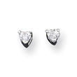 Sterling Silver 3mm Heart CZ Stud Earrings