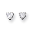 Sterling Silver 4mm Heart CZ Stud Earrings