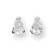 Sterling Silver 4x7mm Pear CZ Stud Earrings