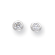 Silver 4mm CZ Round Bezel Stud Earrings