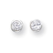 Silver 5mm CZ Round Bezel Stud Earrings