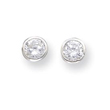 Silver 6mm CZ Round Bezel Stud Earrings