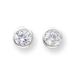 Silver 7mm CZ Round Bezel Stud Earrings