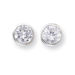 Silver 9mm CZ Round Bezel Stud Earrings