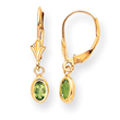 14K Oval Bezel August Peridot Leverback Earrings