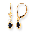 14K Oval Bezel September Sapphire Leverback Earrings
