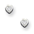 Sterling Silver 3mm CZ Heart Bezel Stud Earrings