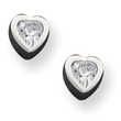 Sterling Silver  CZ Heart Earrings