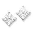 Sterling Silver CZ Large Square Post Earrings