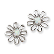 Sterling Silver Created Opal Daisy Post Earrings