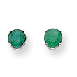 14K White Gold Emerald Stud Earrings