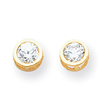 14K Gold Bezel Aquamarine Stud Earrings
