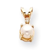 14K Gold Diamond & Cultured Pearl Birthstone Pendant