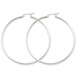 Sterling Silver 2x57mm Round Hoop Earrings