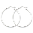 Sterling Silver 2x40mm Round Hoop Earrings