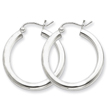 Sterling Silver 3x25mm Round Hoop Earrings