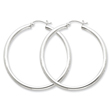 Sterling Silver 3x45 mm Round Hoop Earrings