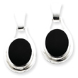 Sterling Silver Onyx  Oval  Earrings