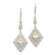 Sterling Silver Yellow & Clear Cubic Zirconia Dangle Earrings