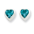 Sterling Silver Heart-Shaped Light Blue CZ Earrings