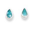 Sterling Silver Light Blue CZ Teardrop Earrings
