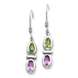 Sterling Silver Peridot & Amethyst Dangle Earrings
