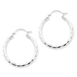 Sterling Silver Diamond-Cut Satin Polished Hoop Earrings