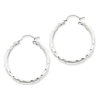 Sterling Silver Diamond-Cut Satin Polished Hoop Earrings
