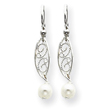 Sterling Silver White Cultured Pearl Filigree Dangle Earrings
