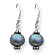 Sterling Silver Black Cultured Pearl Dangle Earrings