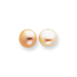 Sterling Silver Peach Cultured Pearl Button Earrings