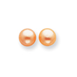 Sterling Silver Peach Cultured Pearl Button Earrings