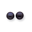 Sterling Silver Black Cultured Pearl Button Earrings