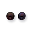 Sterling Silver Black Cultured Pearl Button Earrings