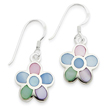 Sterling Silver Multi-Colored Shell Flower Earrings