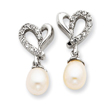 Sterling Silver Freshwater Cultured Pearl Cubic Zirconia Earrings