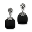 Sterling Silver Onyx & Marcasite Earrings