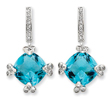 Sterling Silver Blue & Clear CZ Post Earrings